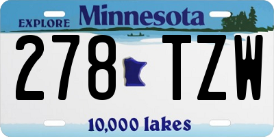 MN license plate 278TZW