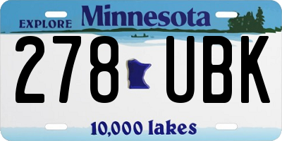 MN license plate 278UBK
