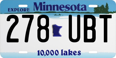 MN license plate 278UBT