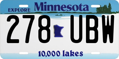 MN license plate 278UBW