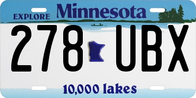 MN license plate 278UBX