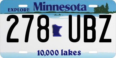 MN license plate 278UBZ