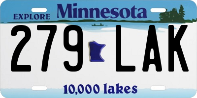 MN license plate 279LAK