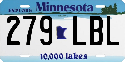 MN license plate 279LBL