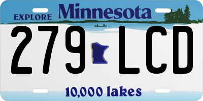 MN license plate 279LCD