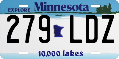 MN license plate 279LDZ