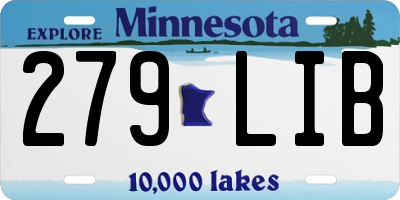 MN license plate 279LIB