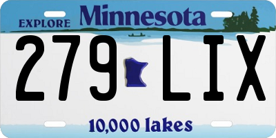 MN license plate 279LIX