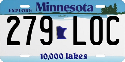 MN license plate 279LOC