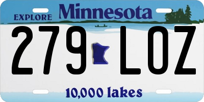 MN license plate 279LOZ