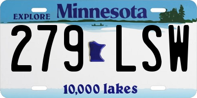 MN license plate 279LSW