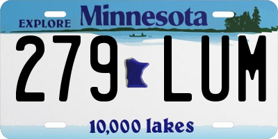 MN license plate 279LUM