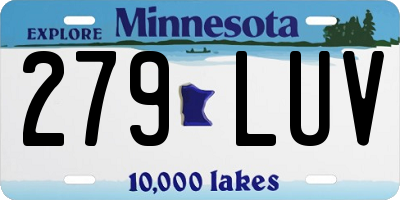 MN license plate 279LUV