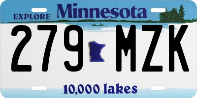 MN license plate 279MZK
