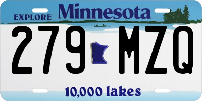 MN license plate 279MZQ