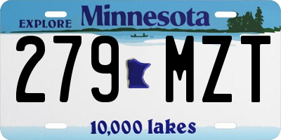 MN license plate 279MZT