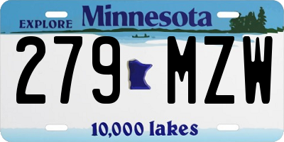 MN license plate 279MZW