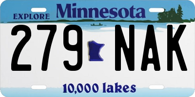 MN license plate 279NAK