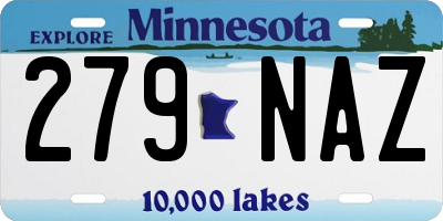 MN license plate 279NAZ