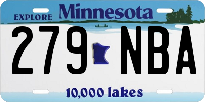 MN license plate 279NBA