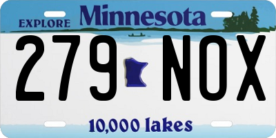 MN license plate 279NOX