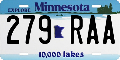 MN license plate 279RAA