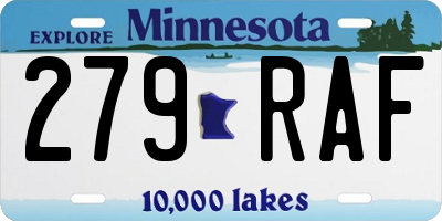 MN license plate 279RAF