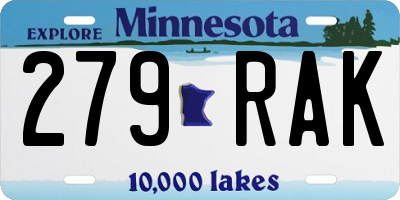 MN license plate 279RAK