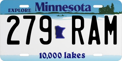 MN license plate 279RAM