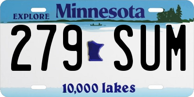 MN license plate 279SUM