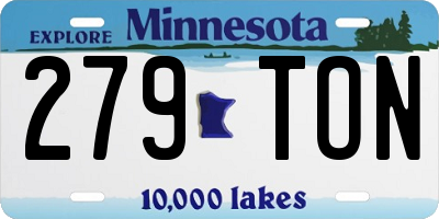 MN license plate 279TON