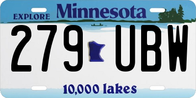 MN license plate 279UBW