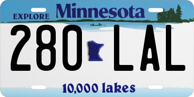 MN license plate 280LAL