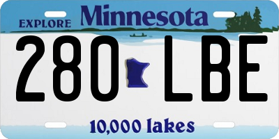 MN license plate 280LBE