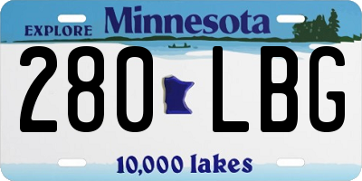 MN license plate 280LBG