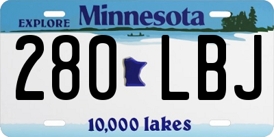 MN license plate 280LBJ