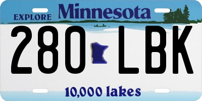 MN license plate 280LBK