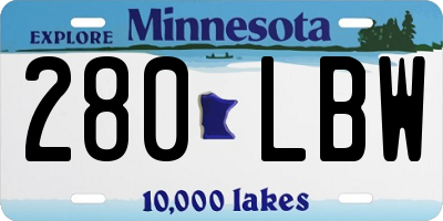 MN license plate 280LBW