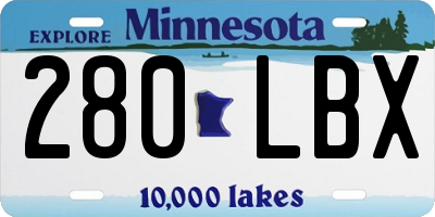 MN license plate 280LBX