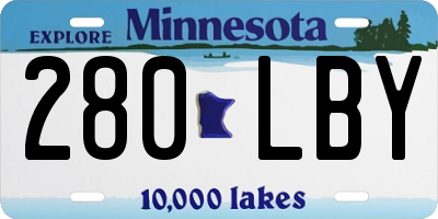MN license plate 280LBY