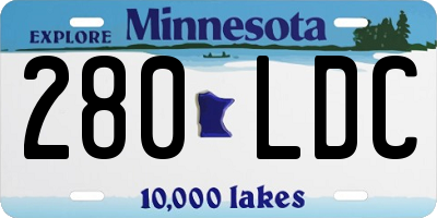 MN license plate 280LDC