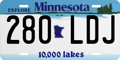 MN license plate 280LDJ