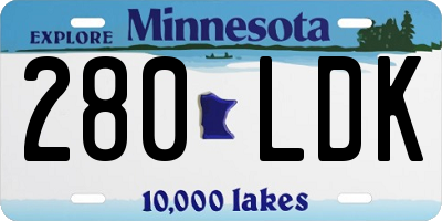 MN license plate 280LDK