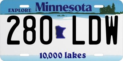 MN license plate 280LDW