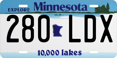 MN license plate 280LDX