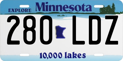 MN license plate 280LDZ