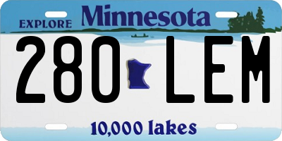 MN license plate 280LEM