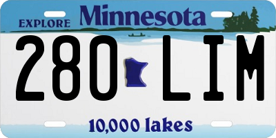 MN license plate 280LIM