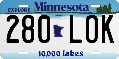 MN license plate 280LOK