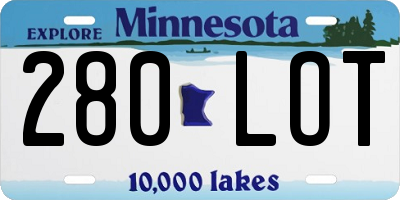 MN license plate 280LOT
